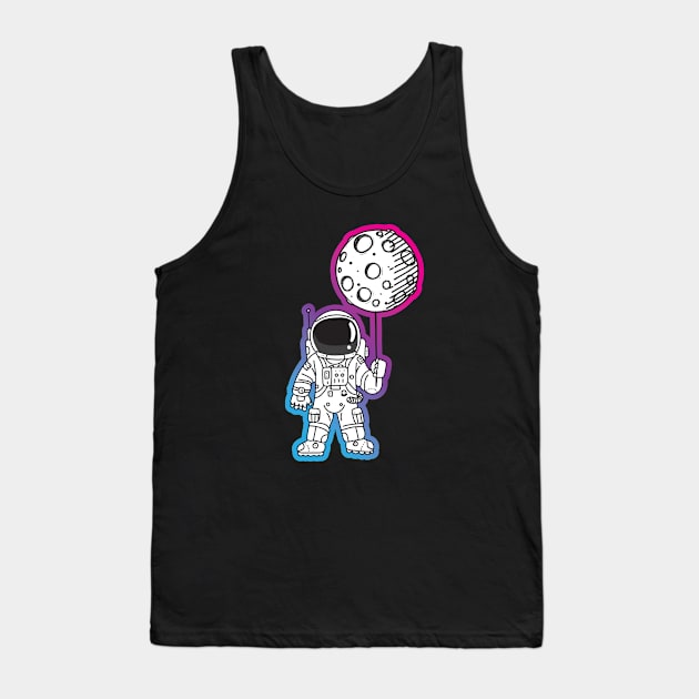 Astronaut Moon Balloon Tank Top by Vin Zzep